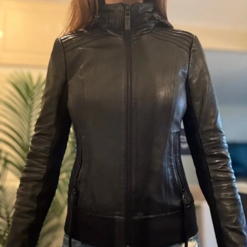 Classic Black Leather Jacket, Rudsak, US S - Picture 2 of 7